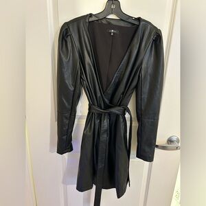 Faux leather wrap dress